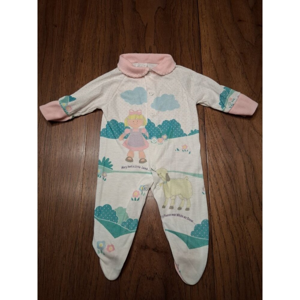 Teddy Bears Newborn Baby Footed Sleeper Mary Had a Little Lamb USA  Vintage